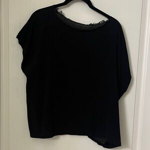 Raquel Allegra Black Asymmetrical Blouse